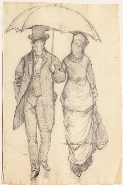Uomo e donna sotto un ombrello da Gustave Caillebotte