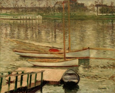 Barche a vela ancorate sulla Senna da Gustave Caillebotte