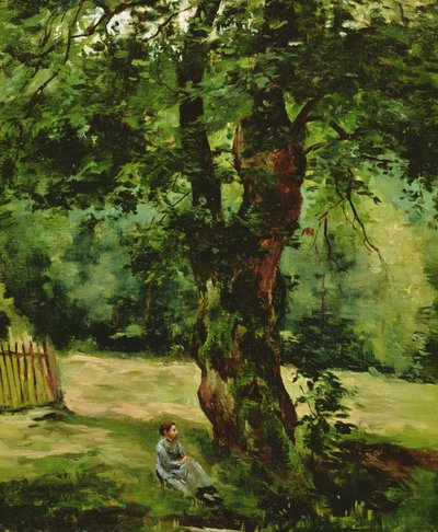 Donna seduta sotto un albero da Gustave Caillebotte
