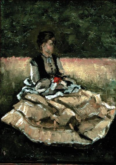 Donna seduta sul prato da Gustave Caillebotte