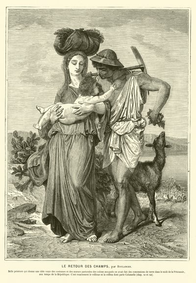 Contadini romani antichi che tornano a casa dopo una giornata nei campi da Gustave Clarence Rodolphe Boulanger