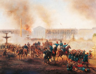 Battaglia in Place de la Concorde a Parigi, durante gli ultimi giorni della Comune da Gustave Clarence Rodolphe Boulanger