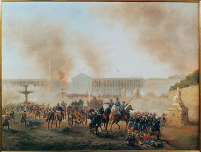 La Comune: battaglia in Place de la Concorde ... (dipinto su tela) da Gustave Clarence Rodolphe Boulanger