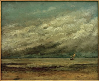 Barca a vela vicino alla costa, cielo tempestoso da Gustave Courbet