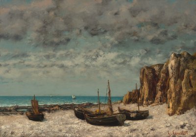 Barche su una Spiaggia, Etretat da Gustave Courbet