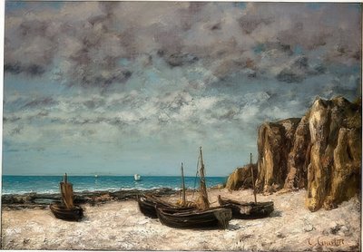 Barche sulla spiaggia di Etretat da Gustave Courbet