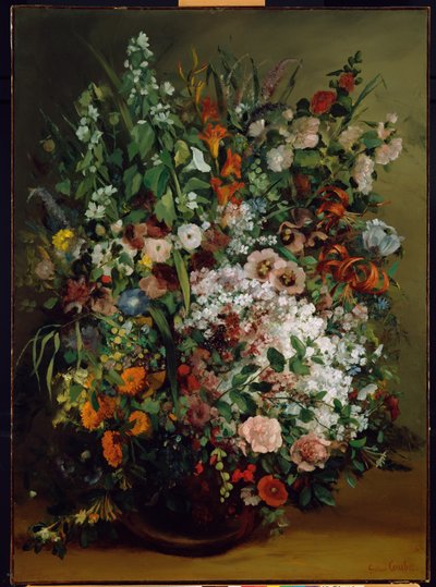 Mazzo di fiori in un vaso da Gustave Courbet