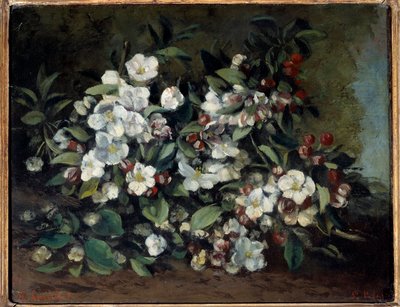 Fiori di ciliegio o rami di melo in fiore da Gustave Courbet