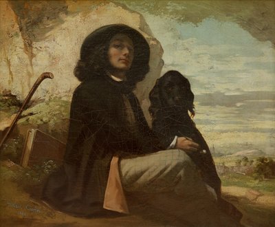 Courbet con il suo cane nero da Gustave Courbet