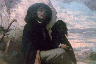 Courbet con il suo cane nero, 1842 da Gustave Courbet