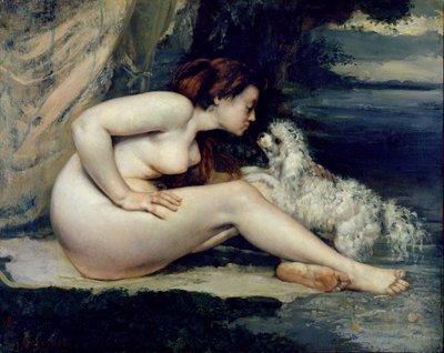 Nudo femminile con un cane (Ritratto di Leotine Renaude) 1861-62 da Gustave Courbet