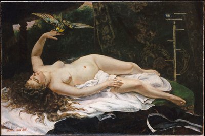 Francese:  La Femme au perroquet Donna con pappagallo da Gustave Courbet