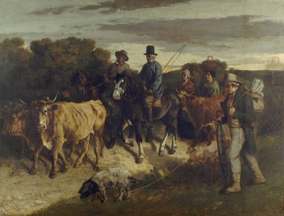 Francese:  Les Paysans de Flagey revenant de la foire Contadini di Flagey di ritorno dalla fiera da Gustave Courbet