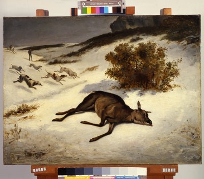 Cervo bloccato nella neve da Gustave Courbet