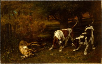 Cani da caccia con una lepre morta da Gustave Courbet