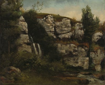 Paesaggio con scogliere rocciose e una cascata da Gustave Courbet