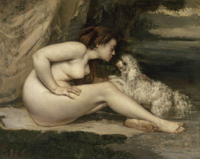Donna nuda con un cane, 1861-1862 da Gustave Courbet