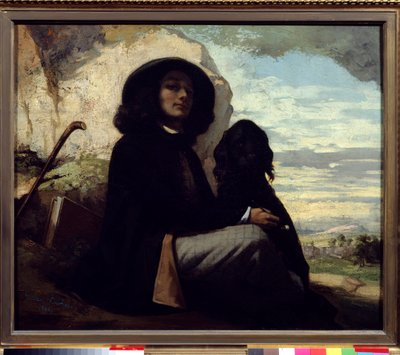 Autoritratto con il suo cane da Gustave Courbet