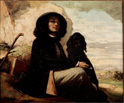 Autoritratto con cane nero di Gustave Courbet (1819-1877) 1842 da Gustave Courbet