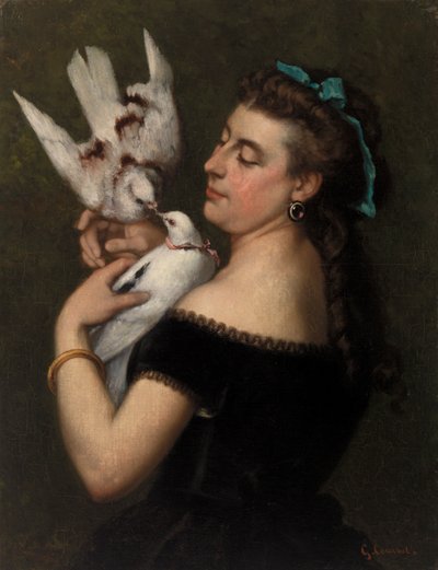Donna con piccioni da Gustave Courbet