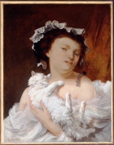 Donna con un gatto, 1864 da Gustave Courbet