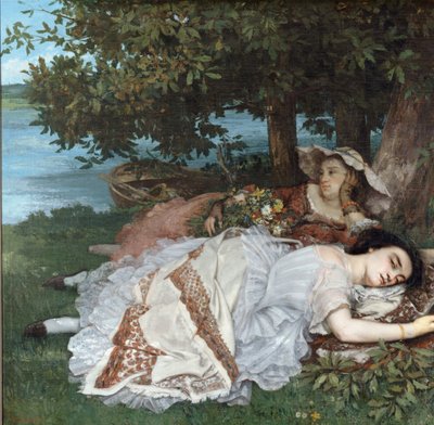 Giovani signore sulla riva della Senna da Gustave Courbet