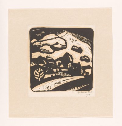 Paesaggio con case, strada e montagna da Gustave De Smet (signed by artist)