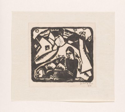 Donna seduta in un paesaggio da Gustave De Smet (signed by artist)