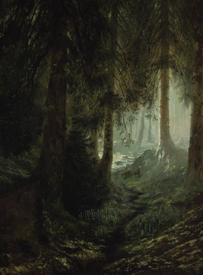 Cervi in un paesaggio forestale da Gustave Dore