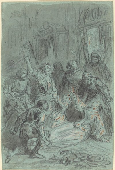 Una scena drammatica con una donna svenuta da Gustave Dore