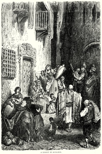 Una strada di Albacete (incisione) da Gustave Dore