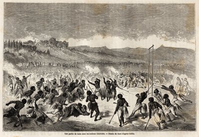 Un gioco con la palla tra gli indiani Choctaw, tribù della regione del Mississippi, disegnato da Gustave Doré, per illustrare il viaggio del Mississippi all