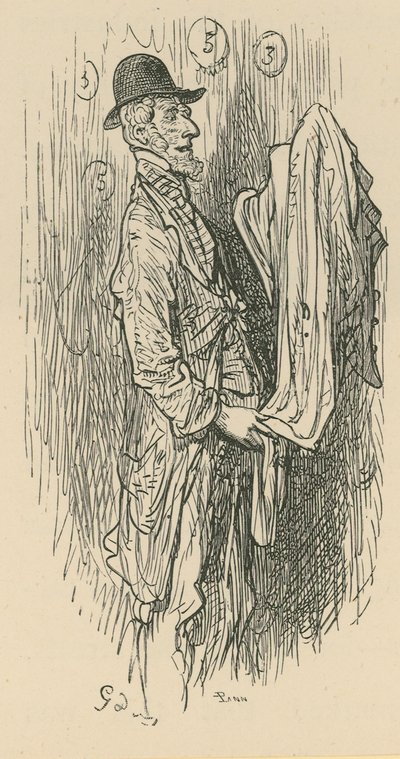 Un uomo che tiene un tessuto da Gustave Dore