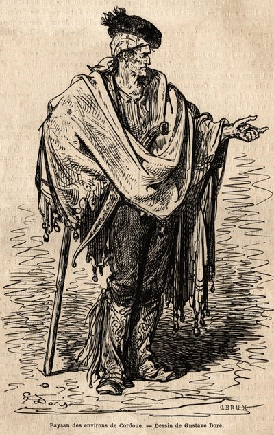 Un contadino della regione di Cordoba. Schizzo dal vivo di Gustave Doré (1832-1883) da Gustave Dore