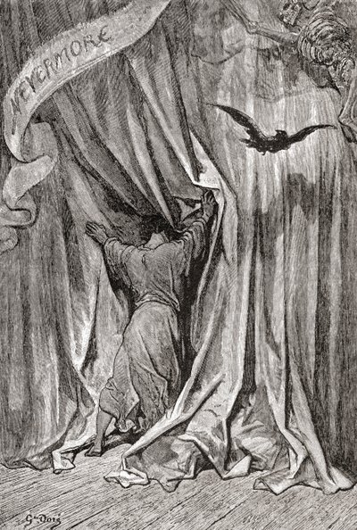 Dopo un disegno di Gustave Doré per la poesia Il Corvo di Edgar Allan Poe. Da Vita e Ricordi di Gustave Doré, pubblicato nel 1885. da Gustave Dore