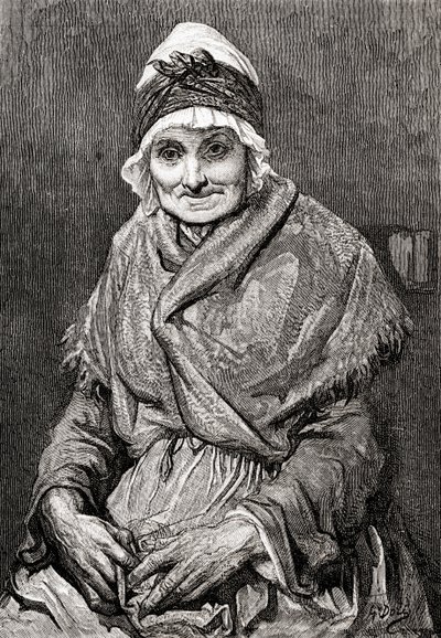 Dopo un disegno fatto nel 1880 da Gustave Doré della sua infermiera Françoise. Da Vita e Ricordi di Gustave Doré, pubblicato nel 1885 da Gustave Dore