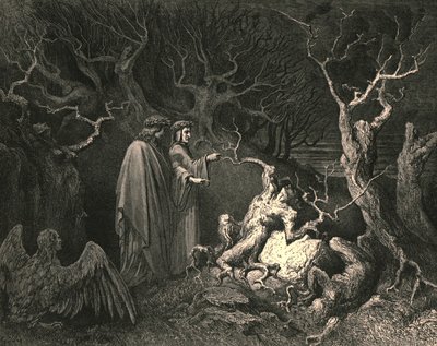 E subito il tronco esclamò, Perché mi hai strappato, c1890 da Gustave Dore