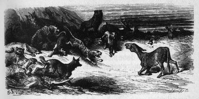 Gli animali malati di peste. Favole di Jean de La Fontaine (1621-95). Illustrazione di Gustave Doré da Gustave Dore