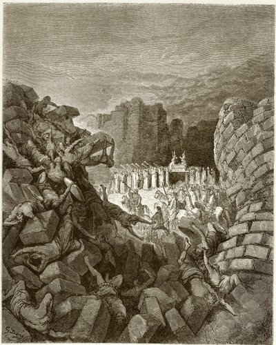 Bibbia: La caduta delle mura di Gerico. Incisione di Gustave Dore, 1860 circa. da Gustave Dore