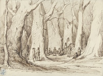 Riunione di nativi americani in una foresta da Gustave Dore