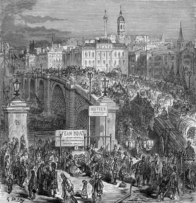 Scena movimentata sul London Bridge, 1872 da Gustave Dore