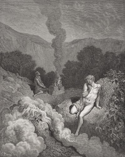 Caino e Abele che offrono i loro sacrifici, illustrazione dalla 