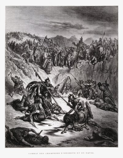 Soldati combattenti di Is-Boset e Davide, Illustrazione dalla Bibbia di Doré da Gustave Dore