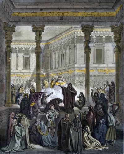 Daniele confonde i sacerdoti di Baal - incisione in 