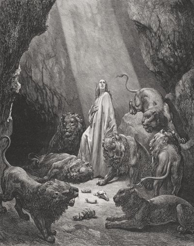 Daniele nella Fossa dei Leoni, Daniele 6:16-17, illustrazione da 