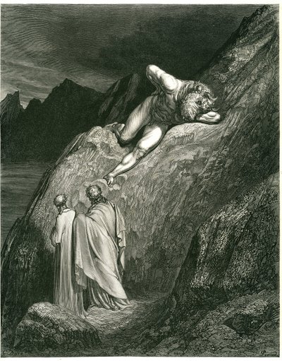 Dante e Virgilio incontrano il Minotauro. Incisione dall