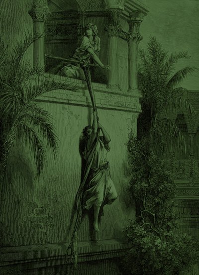 La fuga di Davide dalla finestra, di Doré da Gustave Dore