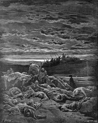 Morte dei figli di Jerubbaal - Bibbia da Gustave Dore
