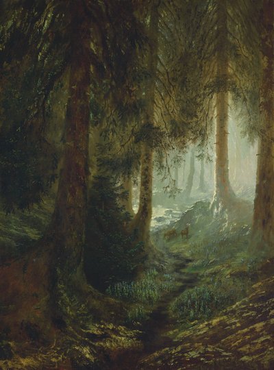Cervi in un paesaggio forestale da Gustave Dore