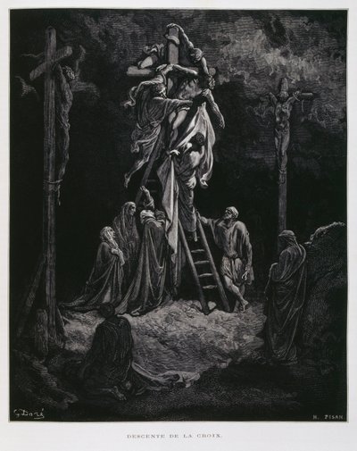 Discesa dalla croce, la deposizione di Cristo, Illustrazione dalla Bibbia di Doré da Gustave Dore